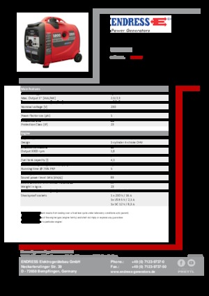 Бензинови генератори Endress ESE 2300i