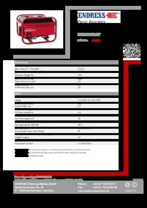 Бензинови генератори Endress ESE 306 HS GT