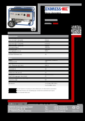 Бензинови генератори Endress ESE 6000 DBS