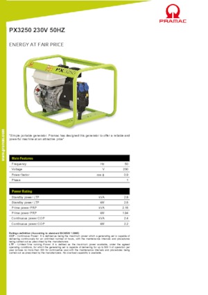 Бензинови генератори PRAMAC Lifter PX 3250