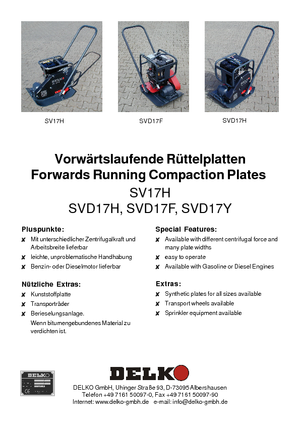 Виброплочи с преден ход Delko SV 17 H