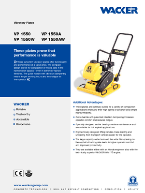Виброплочи с преден ход Wacker VP 1550 W