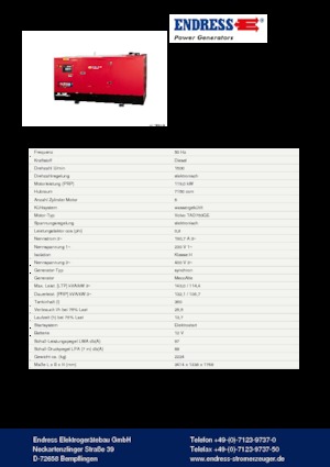 Дизелови генератори Endress ESE 145 VW/MS