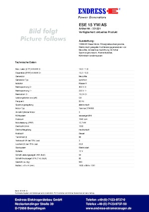 Дизелови генератори Endress ESE 15 YW/AS