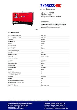 Дизелови генератори Endress ESE 45 YW-B