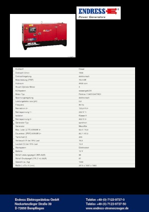 Дизелови генератори Endress ESE 95 PW/MS