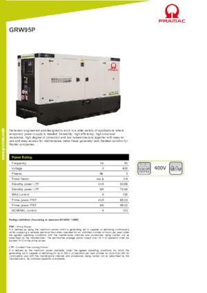 Дизелови генератори PRAMAC Lifter GRW 95 P