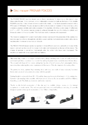 Задно монтирани навесни дискови косачки без кондиционер Pronar PDK 220