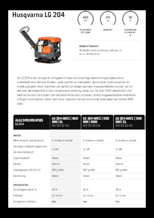 Виброплочи с обратен ход Husqvarna LG 204