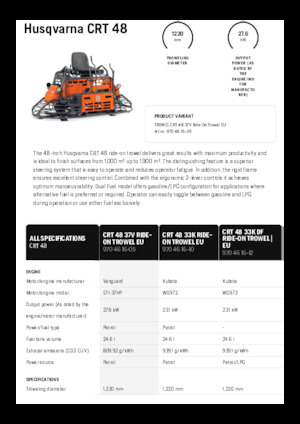 Двойни (мотороподобни) мистрии Husqvarna CRT 48