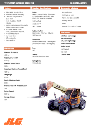Телескопични манипулатори на материали JLG 4009 PS