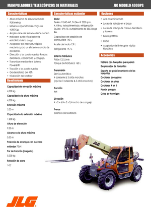 Телескопични манипулатори на материали JLG 4009 PS