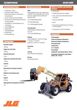 Телескопични манипулатори на материали JLG 4013 PS