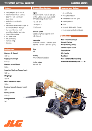 Телескопични манипулатори на материали JLG 4013 PS