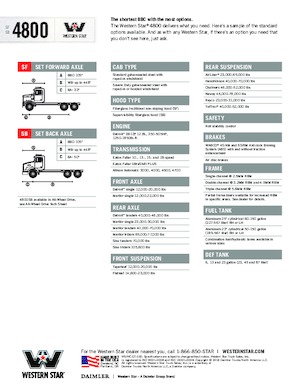 Твърдо шаси Western Star 4800 SF Detroit DD13