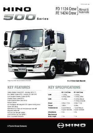 Твърдо шаси Hino 500 FD 1124 CREW 4x2