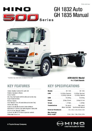 Твърдо шаси Hino 500 GH 1835 4x2