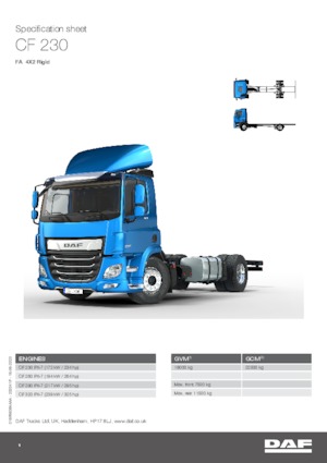 Твърдо шаси DAF CF 230 FA