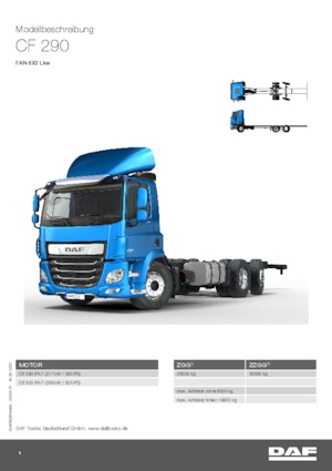Твърдо шаси DAF CF 290 FAN