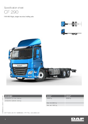 Твърдо шаси DAF CF 290 FAR