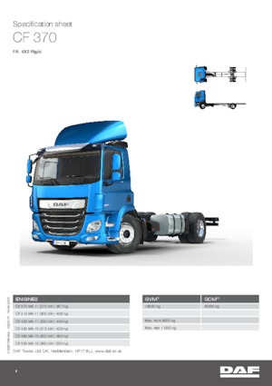 Твърдо шаси DAF CF 370 FA