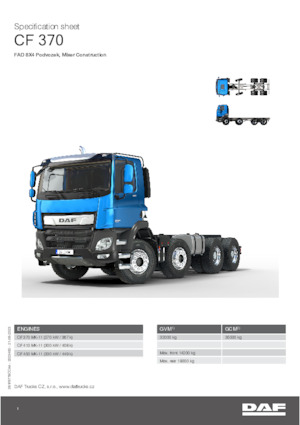 Твърдо шаси DAF CF 370 FAD Mixer Construction