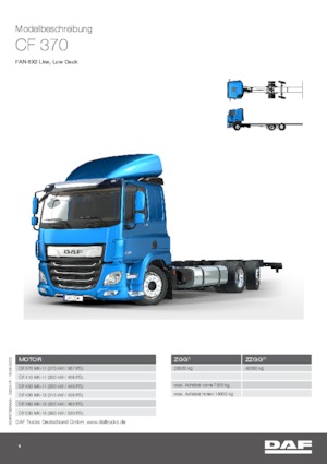 Твърдо шаси DAF CF 370 FAN Low Deck