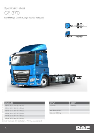 Твърдо шаси DAF CF 370 FAR Low Deck