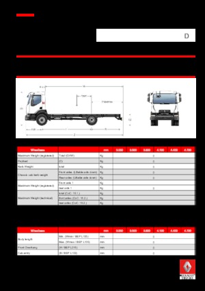 Твърдо шаси Renault D 13 HIGH 4X2 RK 210 E6