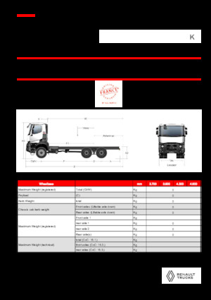 Твърдо шаси Renault K P6X6 HEAVY 11L E6