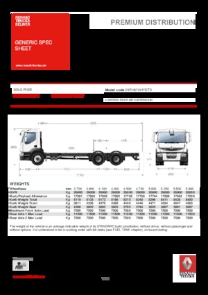 Твърдо шаси Renault PREMIUM 310.26 6x2*4 D HYBRID