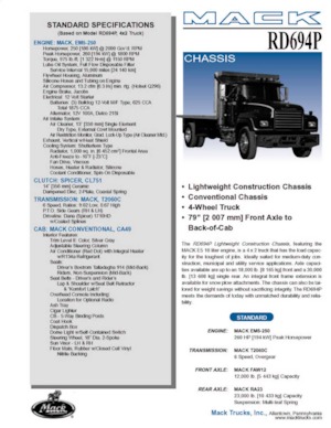 Твърдо шаси Mack RD694P CA49 EM5-250 4x2