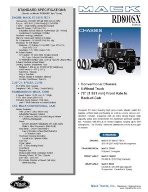 Твърдо шаси Mack RD890SX CA49 E7-350 E-TECH 6x4
