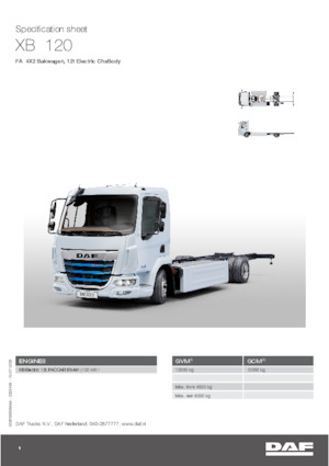 Твърдо шаси DAF XB 120 FA 12t Electric ChsBody