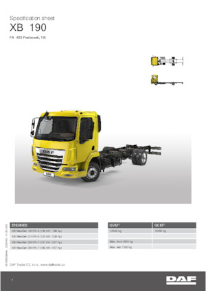 Твърдо шаси DAF XB 190 FA 10t