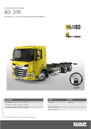 Твърдо шаси DAF XD 370 FAS Low Deck