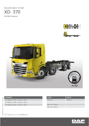 Твърдо шаси DAF XD 370 FAX