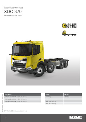 Твърдо шаси DAF XDC 370 FAD Mixer