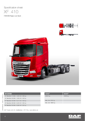 Твърдо шаси DAF XF 410 FAN Low Deck