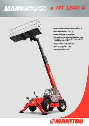 Телескопични манипулатори на материали Manitou MT 1840 A