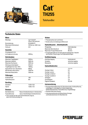 Телескопични манипулатори на материали Caterpillar TH255