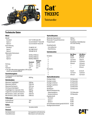 Телескопични манипулатори на материали Caterpillar TH337C