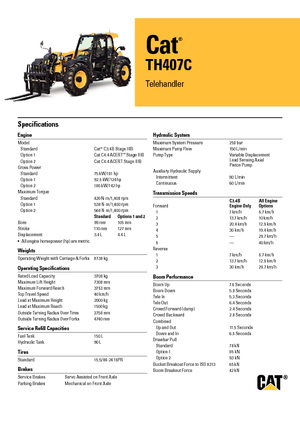 Телескопични манипулатори на материали Caterpillar TH407C