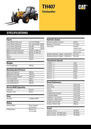 Телескопични манипулатори на материали Caterpillar TH407