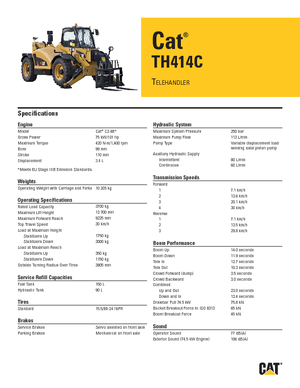 Телескопични манипулатори на материали Caterpillar TH414C