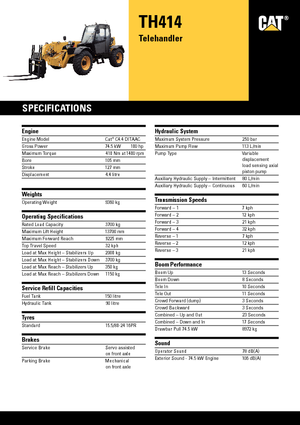 Телескопични манипулатори на материали Caterpillar TH414