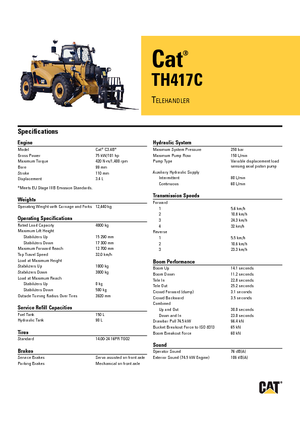 Телескопични манипулатори на материали Caterpillar TH417C