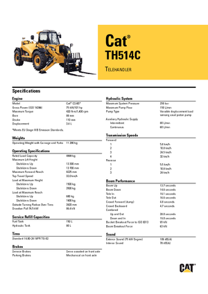 Телескопични манипулатори на материали Caterpillar TH514C