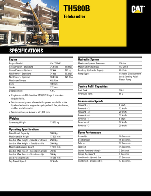 Телескопични манипулатори на материали Caterpillar TH 580 B