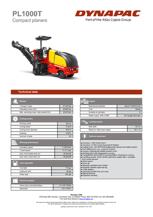 Пътни фрези Dynapac PL 1000 T